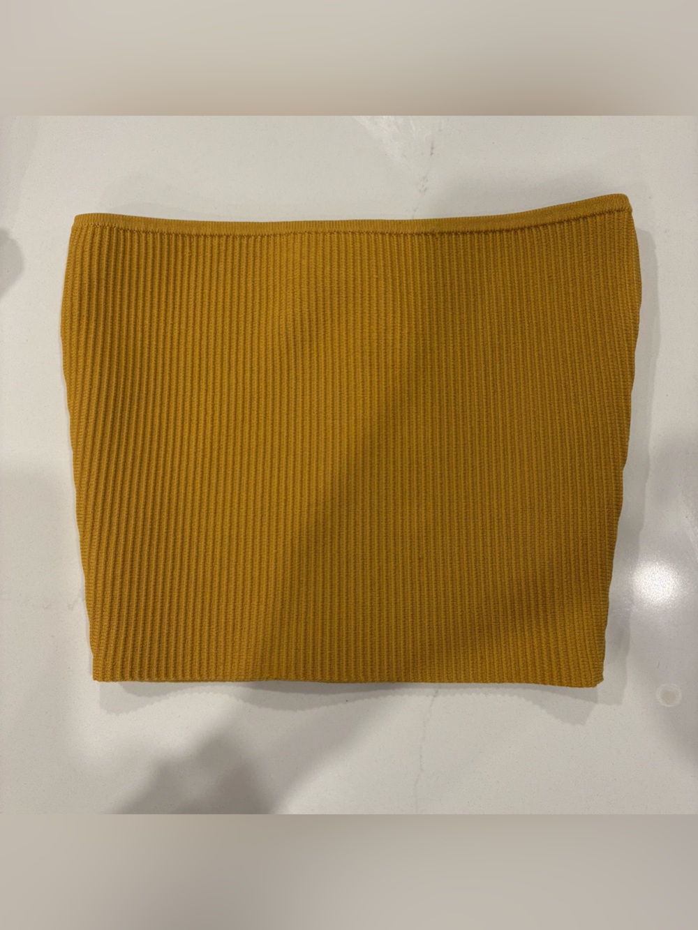 Babaton Mustard Sculpt Ribbed Knit Crop Top
